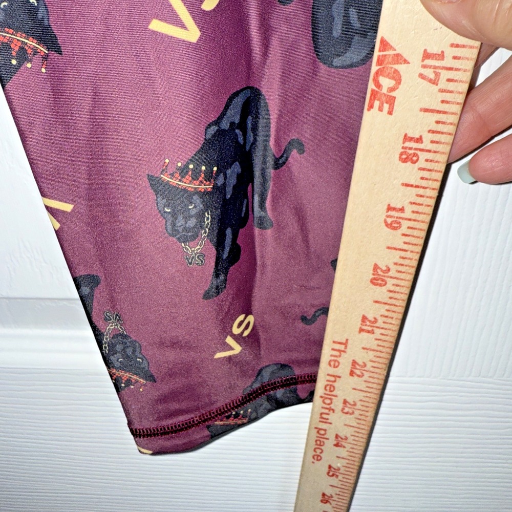 Victoria Sport Panther Print High Rise Leggings Pink Purple Gold Womens M - Picture 6 of 12